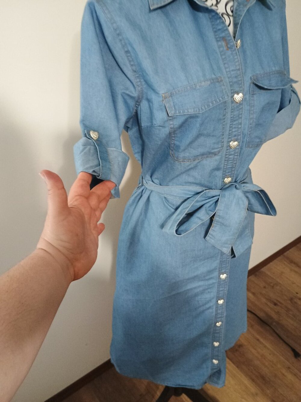 Truly 4 You Chambray Button Down Dress Sz. Large - Picture 3 of 16